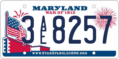 MD license plate 3AE8257