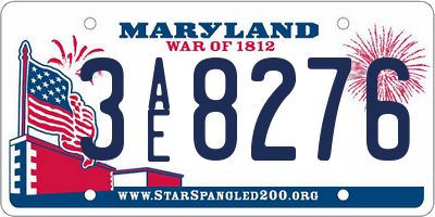 MD license plate 3AE8276