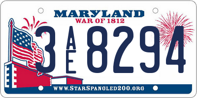 MD license plate 3AE8294