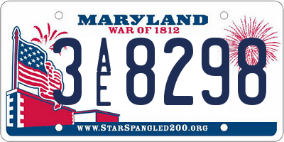 MD license plate 3AE8298