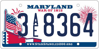 MD license plate 3AE8364