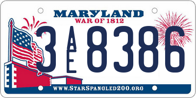 MD license plate 3AE8386