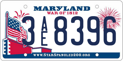 MD license plate 3AE8396