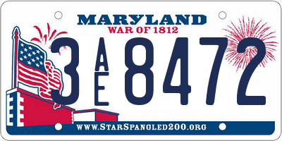 MD license plate 3AE8472