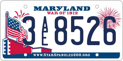 MD license plate 3AE8526