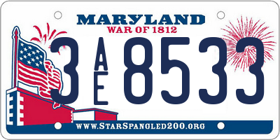 MD license plate 3AE8533