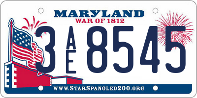 MD license plate 3AE8545