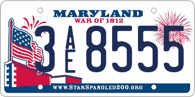 MD license plate 3AE8555
