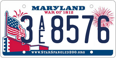 MD license plate 3AE8576