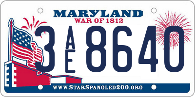 MD license plate 3AE8640