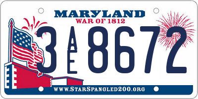 MD license plate 3AE8672