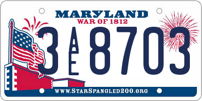 MD license plate 3AE8703