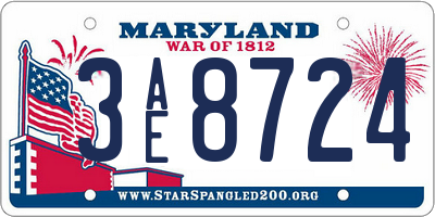MD license plate 3AE8724