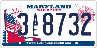 MD license plate 3AE8732