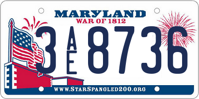MD license plate 3AE8736
