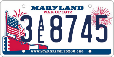 MD license plate 3AE8745
