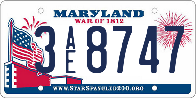 MD license plate 3AE8747