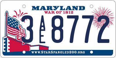 MD license plate 3AE8772