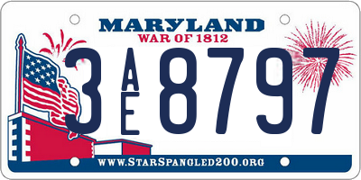 MD license plate 3AE8797