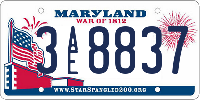 MD license plate 3AE8837