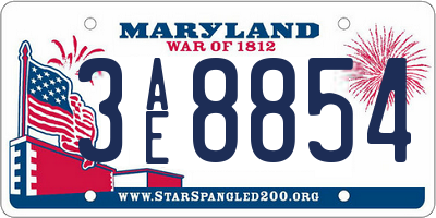 MD license plate 3AE8854