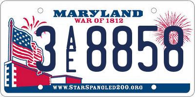 MD license plate 3AE8858