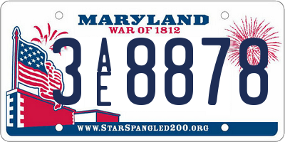 MD license plate 3AE8878