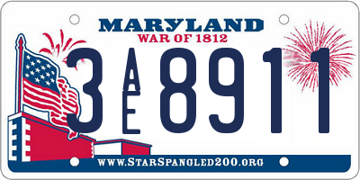 MD license plate 3AE8911