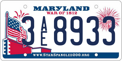 MD license plate 3AE8933