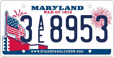 MD license plate 3AE8953