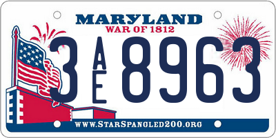 MD license plate 3AE8963