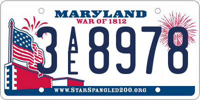 MD license plate 3AE8978