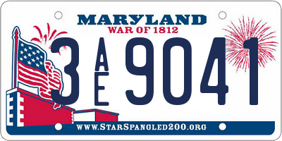 MD license plate 3AE9041