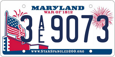 MD license plate 3AE9073