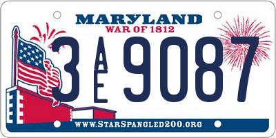 MD license plate 3AE9087