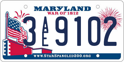 MD license plate 3AE9102