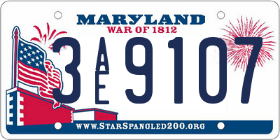 MD license plate 3AE9107
