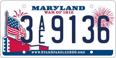 MD license plate 3AE9136