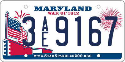 MD license plate 3AE9167