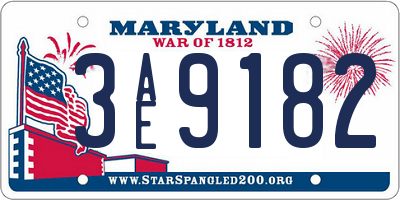 MD license plate 3AE9182