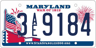 MD license plate 3AE9184