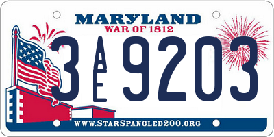 MD license plate 3AE9203