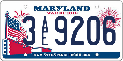 MD license plate 3AE9206