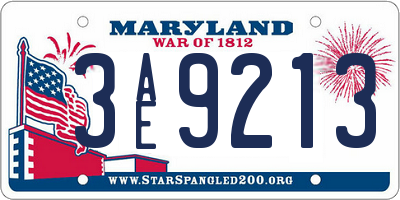 MD license plate 3AE9213