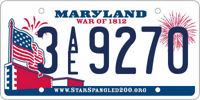 MD license plate 3AE9270
