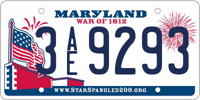 MD license plate 3AE9293