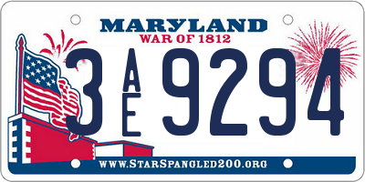 MD license plate 3AE9294