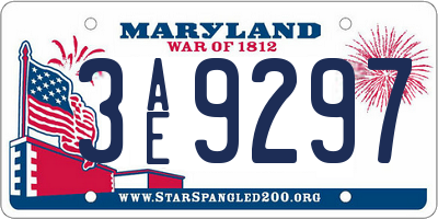 MD license plate 3AE9297