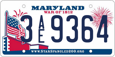 MD license plate 3AE9364
