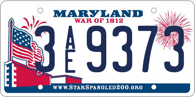 MD license plate 3AE9373